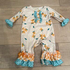 MARIE NICOLE GREEN AND ORANGE GIRLS ONE PIECE OUTFIT 3-6 MONTH